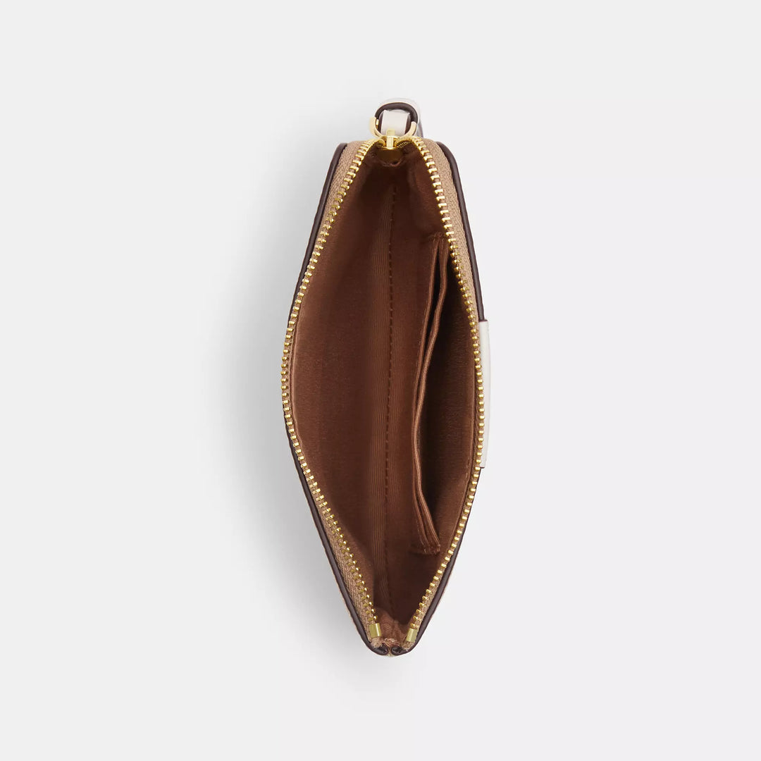 Coach Corner Zip Wristlet In Signature Canvas With Stripe